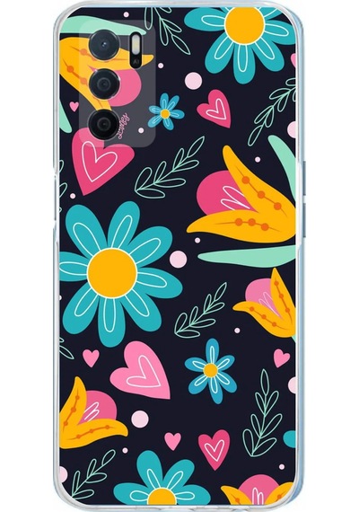 Oppo A16 İle Uyumlu 1mm Slim Fit Retro Renkler 1 Baskılı Şeffaf Kılıf Şeffaf