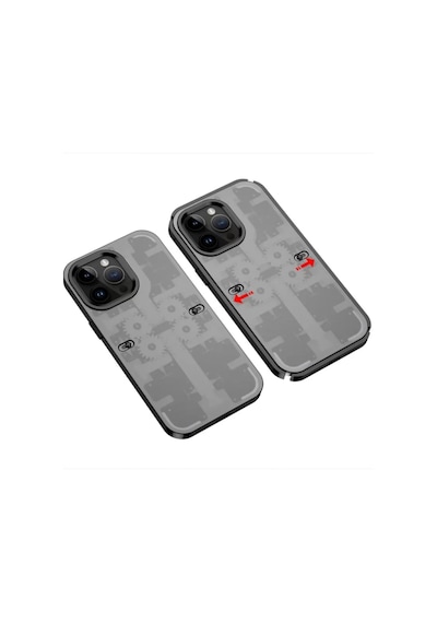 Newface Apple  Apple  iPhone Uyumlu   14 Pro Kılıf  Mekanik Bumper Kapak - Siyah