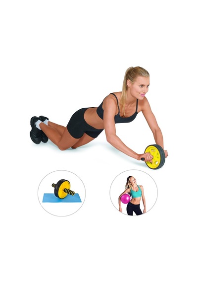 Spor Byfit Karın Kası Egzersiz Tekeri + Pilates Denge Topu - 2'Li