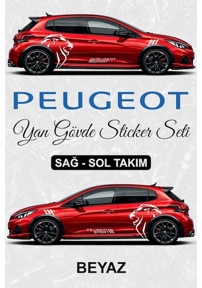 Peugeot Sport Yan Gövde Sticker Seti Beyaz - 853572230