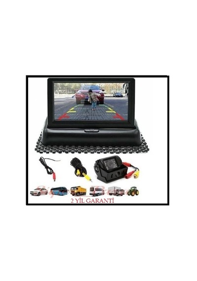 Kingvox 4.3" Kızak Monitör + Araç Geri Görüş Park Kamerası Md8