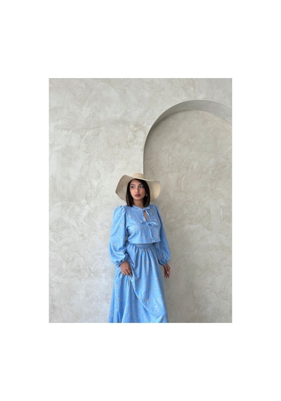 Verymoda Nakışlı Önden Bağlamalı Bluz F1902 Açık Mavi