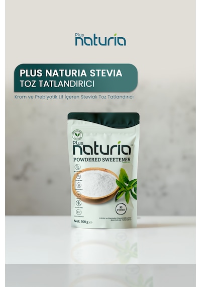 Stevia Toz Tatlandırıcı Şekersiz Ve Kalorisiz Tatlılık, 200g Krom İlaveli