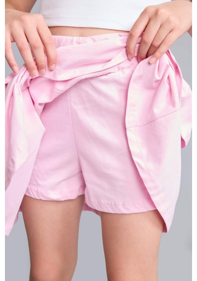 Defacto Elastik Bel Katmanlı Açık Pembe Mini Etek Kız Çocuk H7066a826hspn693 Pembe-pn693