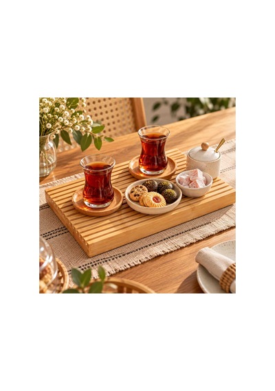 Bambu Sunum Tahtası 25x13 Cm Çizgili Kahvaltılık Sunumluk Bambu - 933573993 Bambu