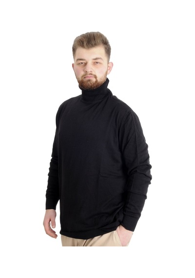 Mode Xl Büyük Beden Erkek Kazak Balıkçı Yaka 22205 Siyah 001