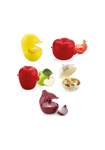 Porsima L-00393 5 Li Kilit Kapaklı Limon Sebze Saklama Kabı Seti