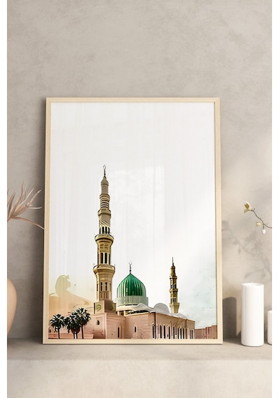 Kâbe, Mescid-i Nebevi Ve Kubbet-üs-sahra Temalı 3'lü Tablo Seti Crv1237 23 X 32
