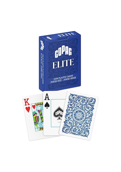 Copag Elite%100 Plastik Oyun Kartları, Poker Boyu Jumbo Endeks Tek Deste, Mavi