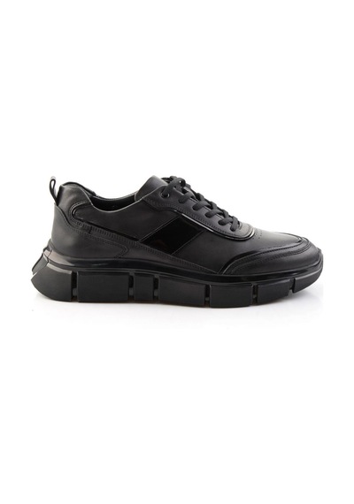 Bambi Siyah Hakiki Deri Erkek Sneaker E01958179203 Siyah