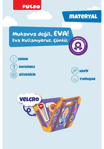 Puedo Meslekler Cırtlı Eşleştirme Oyunu Eva Çantalı Eğitici Oyuncak 3+ 36 Parça Set