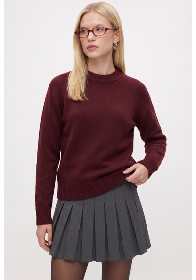 Ritnice Kadın New Mushy Koyu Bordo Basic Triko Kazak