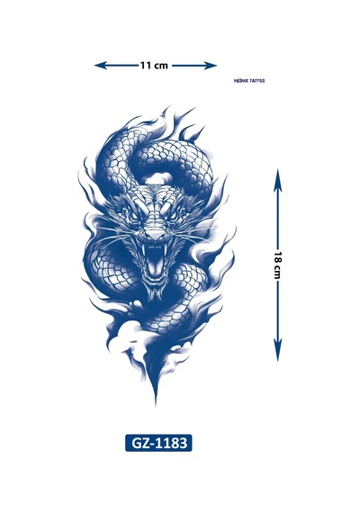 Dragon Saldırısı 1 Ay Kalıcı Geçici Dövme Yapıştırma Dövme