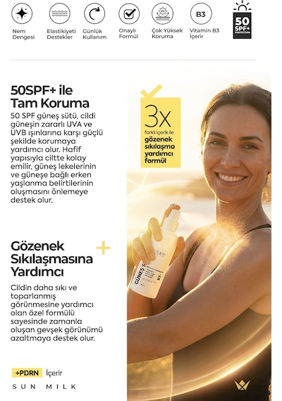 Uraw Gözenek Sıkılaştırıcı ve Leke Karşıtı Pdrn+ İçerikli Güneş Sütü Sprey SPF50+ 125 ML