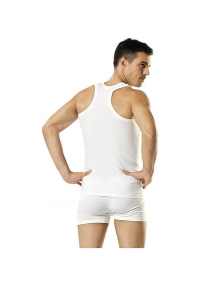 Erkek Beyaz Sporcu Model Premier Üst Düzey Pamuk Body Atlet 2'li 001