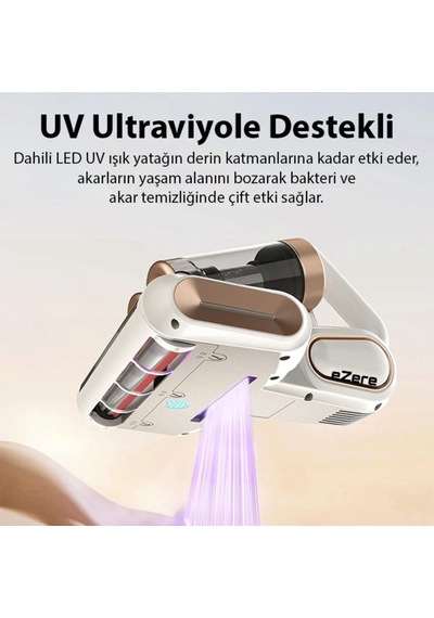 Türbin Başlıklı Uv Filtreli Şarjlı Detaylı Temizlik Süpürgesi Döner Başlıklı Ultra Güçlü Çekiş