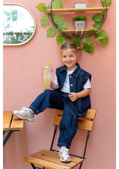 Oliven The Kid Oliventhekid Unisex Beli Lastikli Cepli Balon Kot Pantolon Mavi Mavi