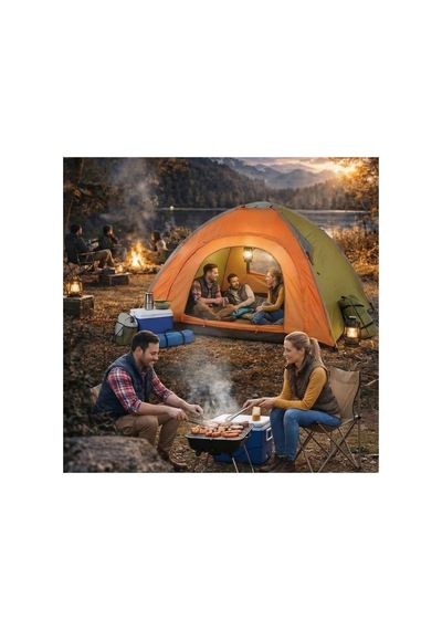 Buffer 4 Kişilik Yarı Otomatik Kamp Çadırı Suya Dayanıklı, Hızlı Kurulumlu Outdoor Aile Çadırı, D Yeşil