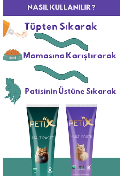 Petix Multivitamin ve Tüy Yumağı Önleyici Kedi Malt Macunu 100 G