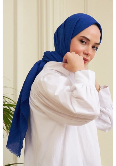 Bambu Şal Tesettür, Pamuklu, Hafif, Rahat, Şık, Yüksek Kalite, Hijab, Shawl, Original, Lux Saks Mavi