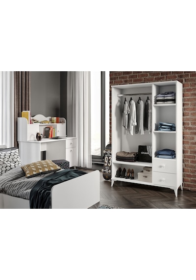 Akasya Modern Genç Odası Takımı Beyaz - 4 Parçalı Ve Tamamı 1. Ka Beyaz