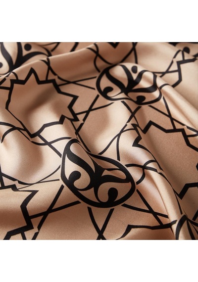 İpekevi Twill İpek Eşarp - Seljuk Monogram - Vizon Siyah - Gri
