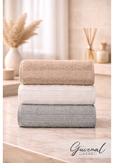 Güvenal Softsky %100 Pamuk 30 X 50 Cm 3 Lü Havlu Seti Ultra Yumuşak & Yüksek Emici Havlu Çeyiz Çok Renkli