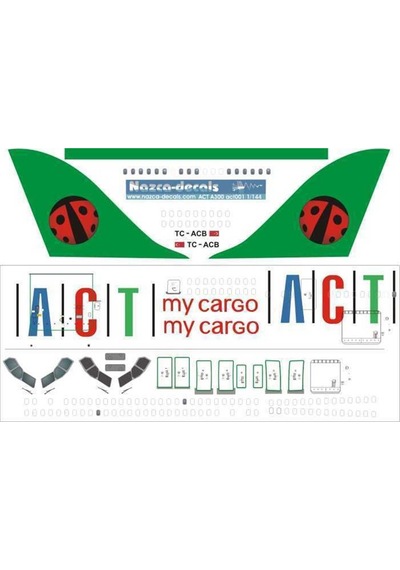 Nazca Decals Act001 1/144 Ölçek, Act A300 Cargo