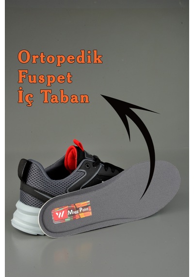 Esnek Ortopedik İç Tabanlı Hafif Siyah Spor Ayakkabı Magg Point Siyah Anorak Siyah