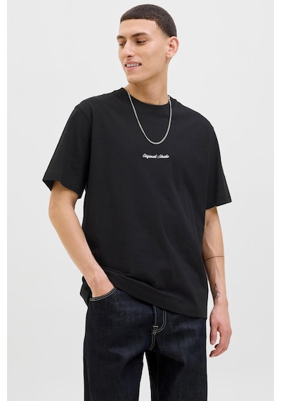 Jack & Jones Erkek Jornorrebro Emb Tee Ss Crew Neck Nakışlı Tişört Siyah