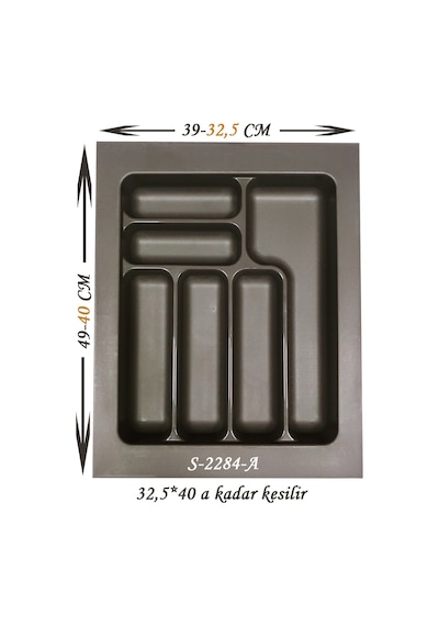 Starax S - 2284 - A Çekmece İçi Plastik Kaşıklık Antibakteriyel Modül 49 x 39 CM 6 Göz 45 CM Antrasit