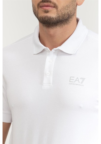 Ea7 Polo Yaka Beyaz T-shirt Whıte/sılver