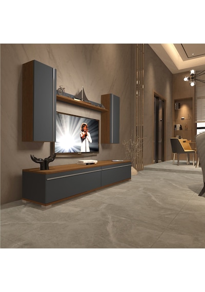 Decoraktiv Eko 5d Mdf Std Tv Ünitesi Tv Sehpası Ceviz - Antrasit