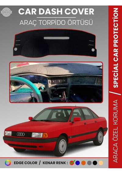 Audi 80 1986-1996 Torpido Örtüsü Ön Göğüs Koruma Torpido Koruma Araca Özel Kaymaz Kolay Montaj Kırmızı