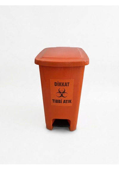 Tıbbi Atık Kovası 60 L Slim Pedallı İç Kovasız Turuncu