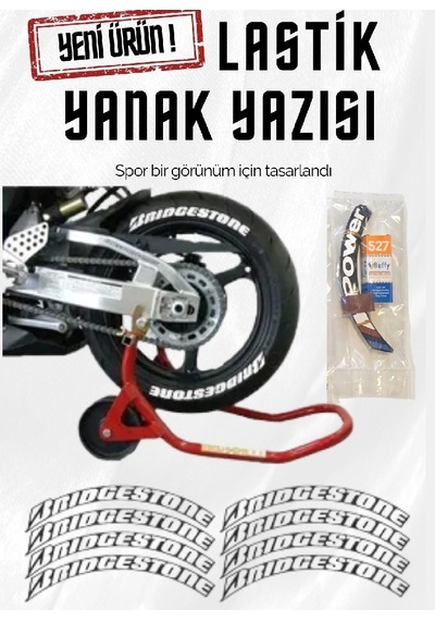 Lastik Yanak Yazısı Brıdgestone Beyaz 3d + Yapışkan - Lnsmoto