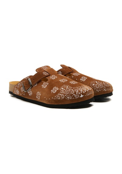 Comfortfusse Folk Capri - Erkek Ortopedik Deri Sabo Terlik Taba Süet Deri