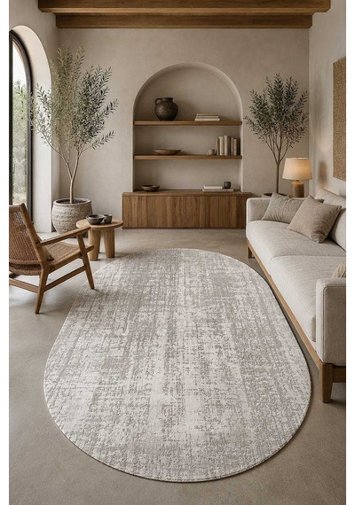 Etnik Craft Madre Modern Desenli Oval Halı Md01 Gri