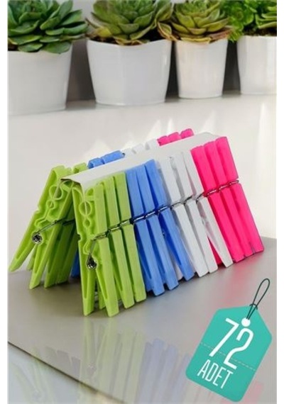Plastik Çamaşır Mandalı 72 Adet 714510 Çok Renkli