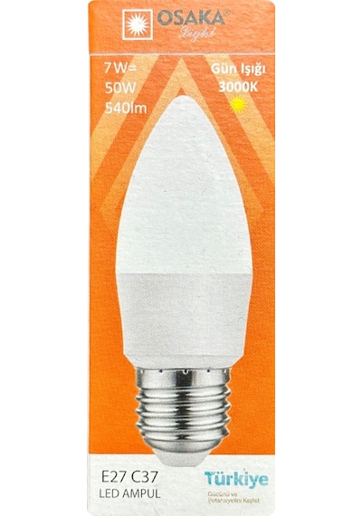 Osaka 7w 50w 3000k Sarı E27 Duylu Kalın Duy Mum Led Ampul