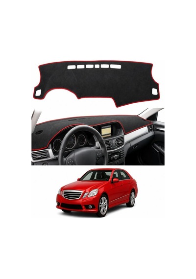 Mercedes-benz - E-serisi W212 2009-2016 Uyumlu Torpido Koruma Kılıfı - Kırmızı Şeritli