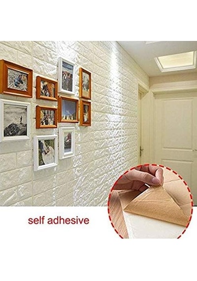 Tr 50x50cm 0,27 M² Krem Silinebilir Kendinden Yapışkanlı Duvar Kağıdı Esnek Köpük Panel 3d Tuğla Desen Genel