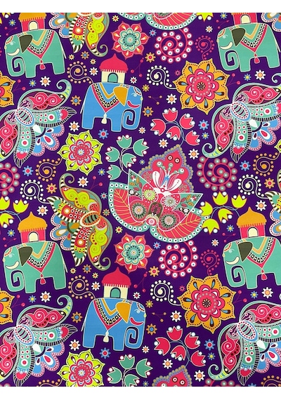 Enesar Home Indian Fil Desenli Kumaş Kırlentlik Döşemelik Kumaş Dijital Baskı 100 x 140 cm