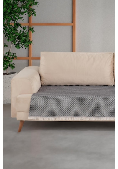 ZeynepTekstil Halfy Natural Pamuklu Koltuk Şalı Çekyat Örtüsü 100 x 210 Antrasit