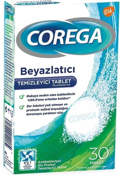 Protez Beyazlatıcı Tablet 30'lu + Tat İçermez Protez Yapıştırıcı Krem 40gr