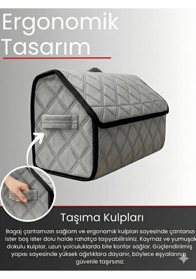 Araç Bagaj Düzenleyici Organizer Tay Tüyü Kaymaz Cırt Bantlı Geniş Hacimli Çanta A7
