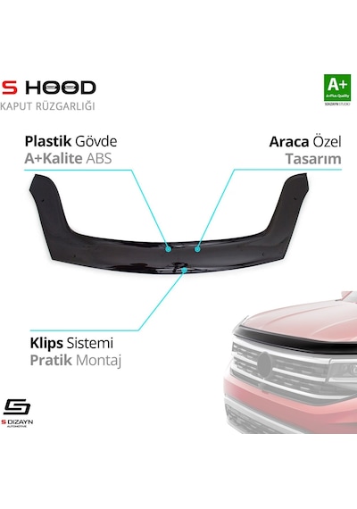 S-dizayn Citroen Berlingo Abs Plastik Kaput Rüzgarlığı 2008-2018 A+kalite