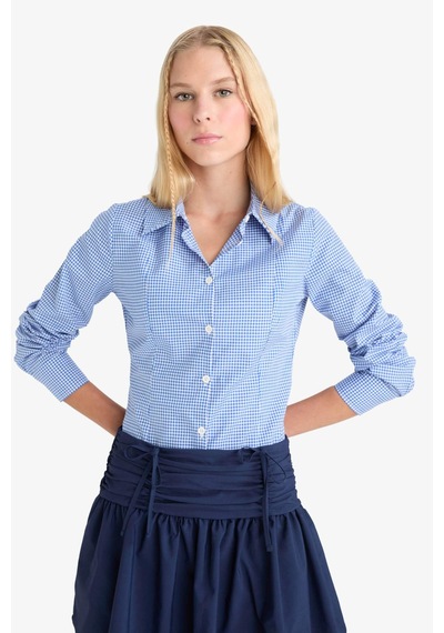 Defacto Coool Fitted Poplin Uzun Kollu Gömlek G0996ax25aube439 Mavi