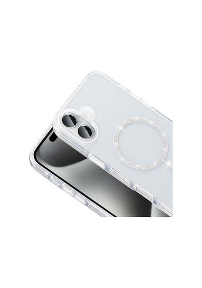 Techaks Apple Uyumlu iPhone 16 Pro Max Kılıf Taşlı Tasarım M-safe Şarj Özellikli Zore Koment Silikon Kapak - Gold Altın