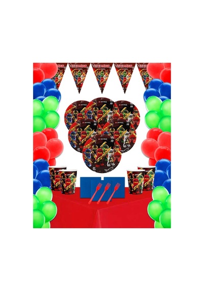 Lego Ninjago Temalı 8 Kişilik Parti Seti Doğum Günü Seti Kırmızı Tüm Yaşlar